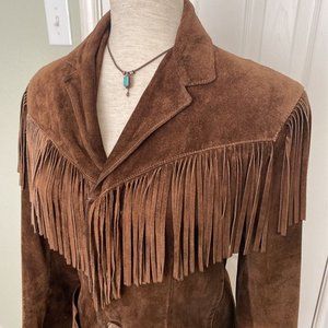 RALPH LAUREN Leather Suede Fringe Western Jacket Blazer